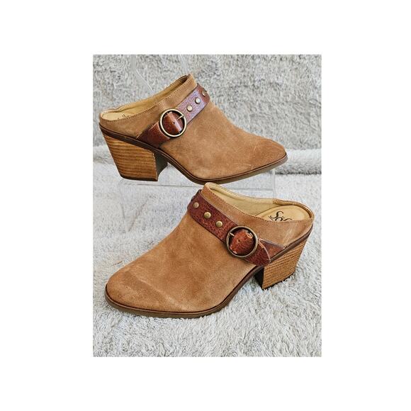Sofft Shoes Sofft Corey Belted Clog In Cashmere Suede Leather Womens Size 10M - Picture 1 of 9